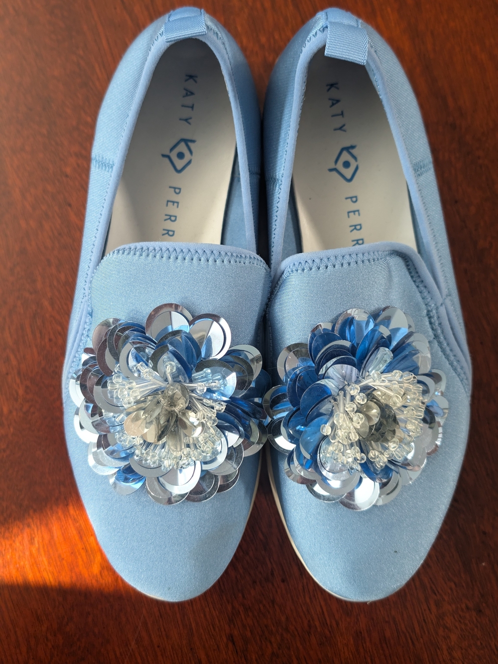Katy Perry Collections Light Blue Embellished Slip-On Shoes